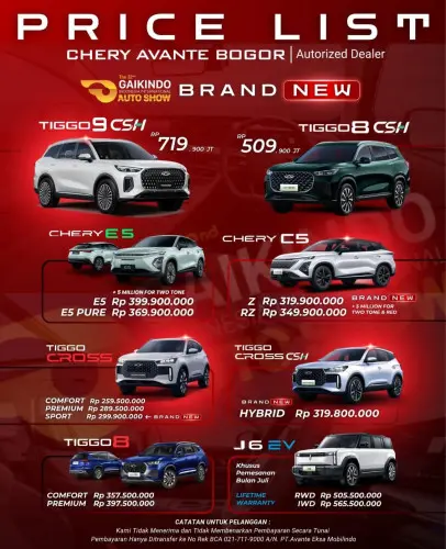 Pricelist Harga Chery pulomarangun 2025